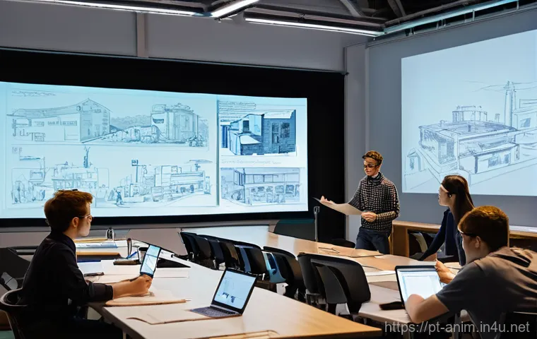 애니메이션 기획사와 학계의 협력 사례 - **Prompt 1: The Innovation Hub - University Animation Lab**
    "A vibrant, modern university animat...