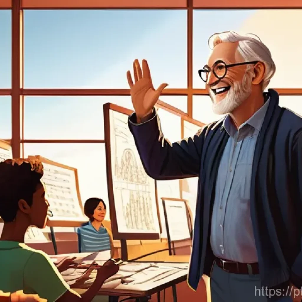 애니메이션 기획사의 리더십 역할 - **Prompt: "The Creative Conductor"**
"A vibrant, high-angle wide shot of a bustling animation s...