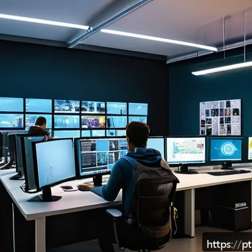Home 31 애니메이션 기획사의 도전 과제 - A busy Brazilian animation studio office scene showing a diverse creative team under tight deadlines...