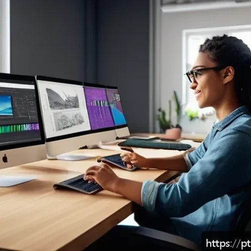 Home 30 애니메이션 기획사의 직무 성장 계획 - A modern animation studio workspace with diverse young professionals collaborating around digital dr...